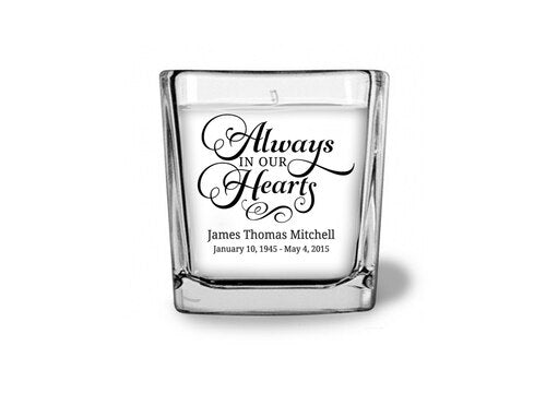 Always Personalized Glass Cube Memorial Candle - The Funeral Program Site