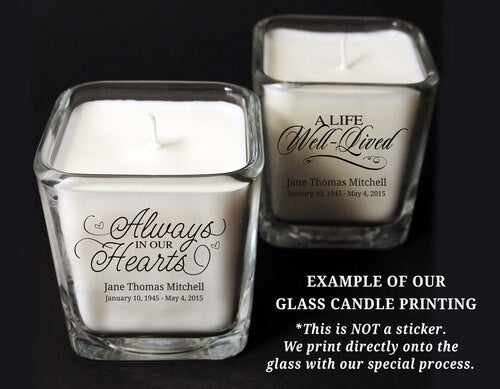 Always Personalized Glass Cube Memorial Candle - The Funeral Program Site