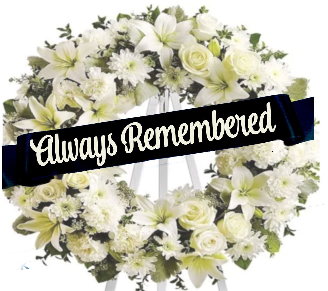 Always Remembered Funeral Flowers Ribbon Banner - The Funeral Program Site