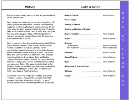 Ambience 4 - Sided Graduated Funeral Program Template - The Funeral Program Site