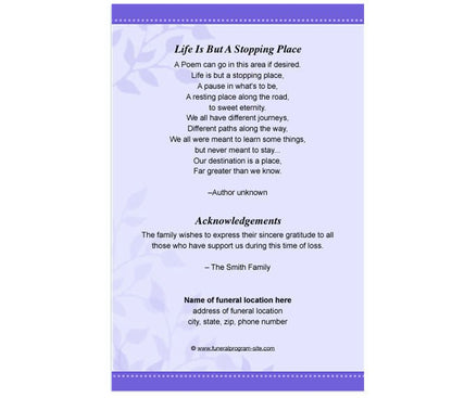 Ambience 4 - Sided Graduated Funeral Program Template - The Funeral Program Site