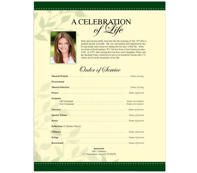 Ambience Funeral Flyer Template - The Funeral Program Site