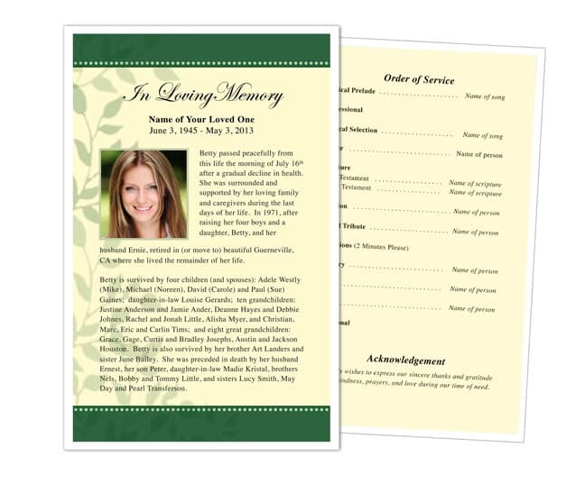 Ambience Funeral Flyer Template - The Funeral Program Site