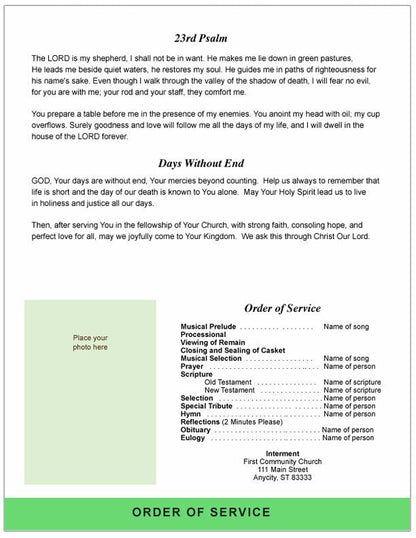 Ambrosia 8 - Sided Graduated Bottom Fold Template - The Funeral Program Site