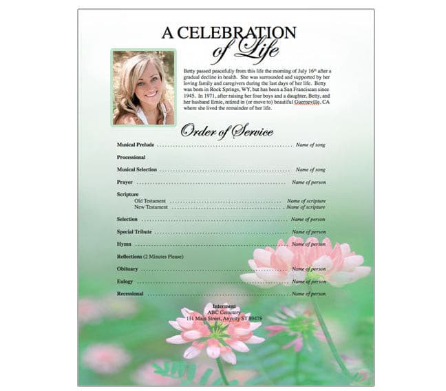 Ambrosia Funeral Flyer Template - The Funeral Program Site