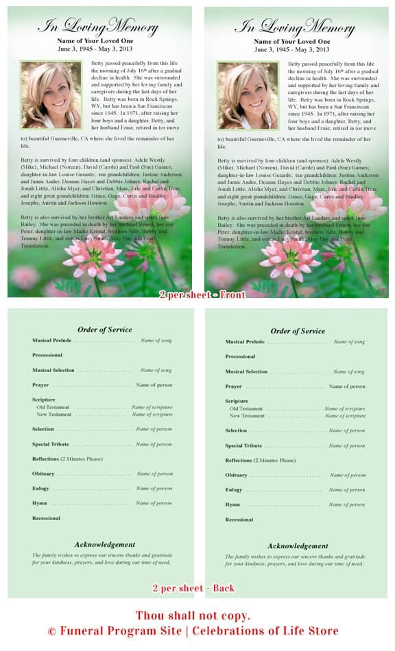 Ambrosia Funeral Flyer Template - The Funeral Program Site