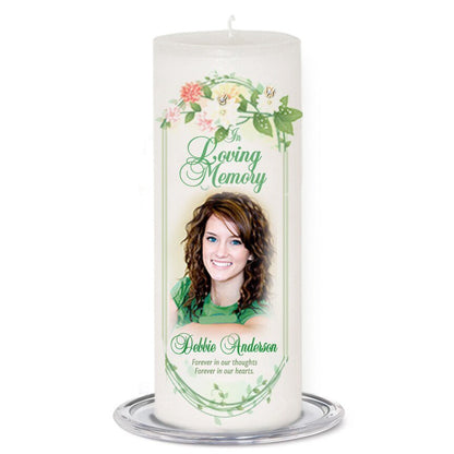 Ambrosia Personalized Wax Pillar Memorial Candle - The Funeral Program Site