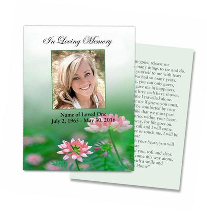 Ambrosia Small Memorial Card Template - The Funeral Program Site