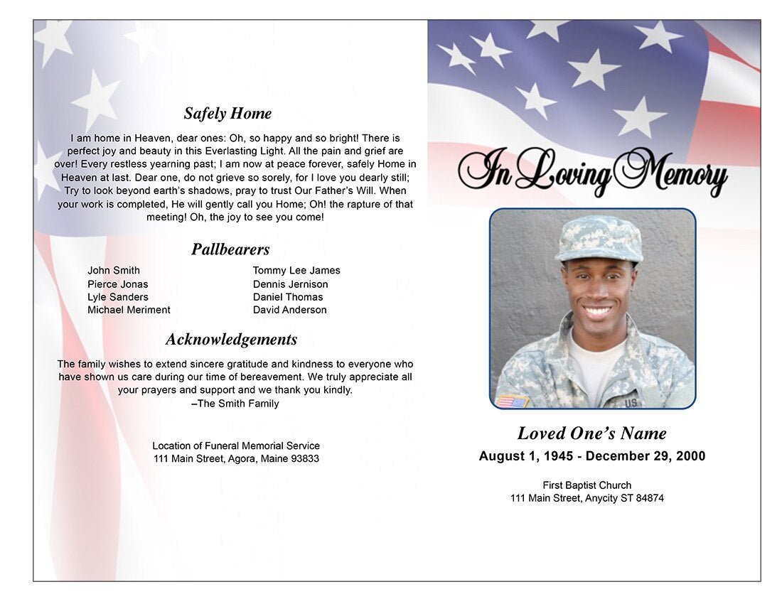 America 4 - Sided Graduated Funeral Program Template - The Funeral Program Site