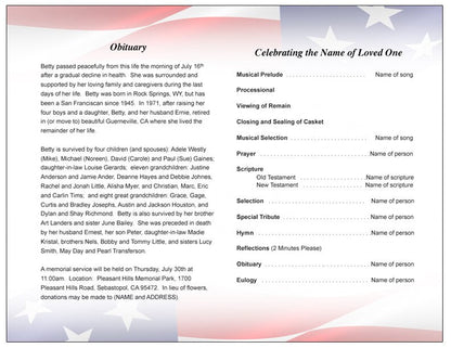 America Funeral Program Template - The Funeral Program Site