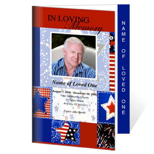 Americana 4 - Sided Graduated Funeral Program Template - The Funeral Program Site