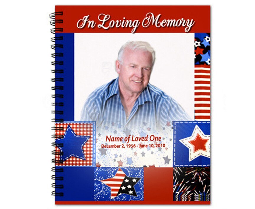 Americana Spiral Wire Bind Memorial Funeral Guest Book - The Funeral Program Site