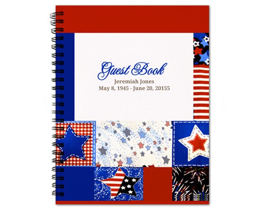 Americana Spiral Wire Bind Memorial Funeral Guest Book - The Funeral Program Site