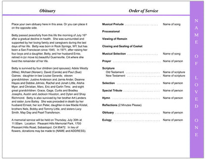 Amethyst 4 - Sided Graduated Funeral Program Template - The Funeral Program Site