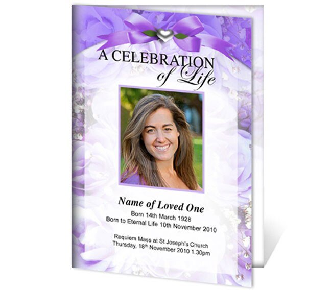 Amethyst A4 Funeral Order of Service Template - The Funeral Program Site