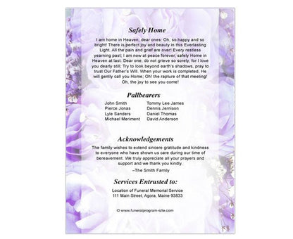 Amethyst A4 Funeral Order of Service Template - The Funeral Program Site