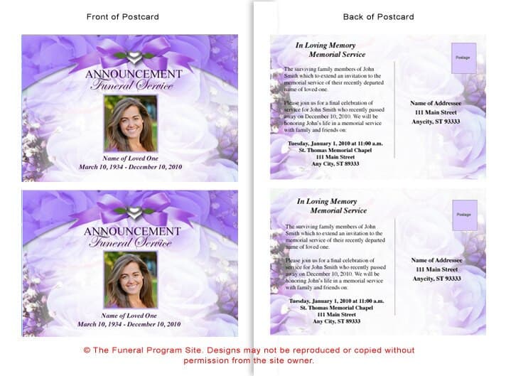 Amethyst Funeral Announcement Template - The Funeral Program Site