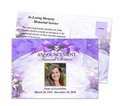 Amethyst Funeral Announcement Template - The Funeral Program Site