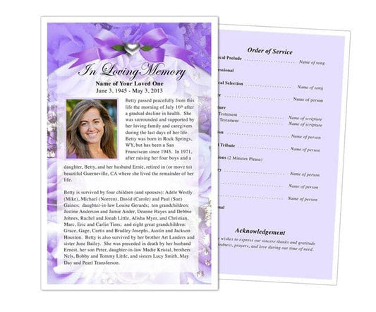 Amethyst Funeral Flyer Template - The Funeral Program Site