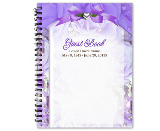 Amethyst Spiral Wire Bind Memorial Guest Registry Book - The Funeral Program Site