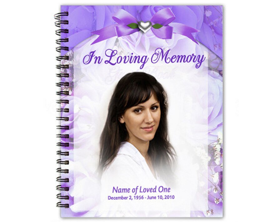 Amethyst Spiral Wire Bind Memorial Guest Registry Book - The Funeral Program Site