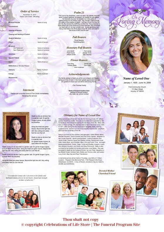 Amethyst Trifold Funeral Brochure Template - The Funeral Program Site