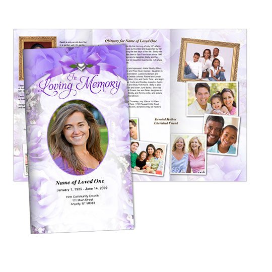 Amethyst Trifold Funeral Brochure Template - The Funeral Program Site