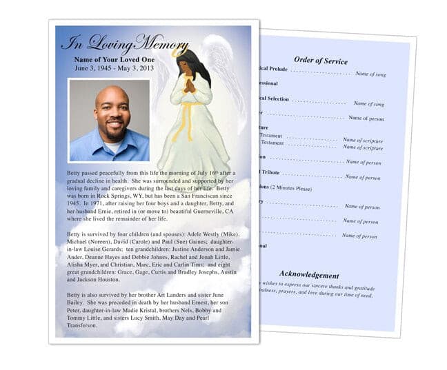 Angel Funeral Flyer Template - The Funeral Program Site