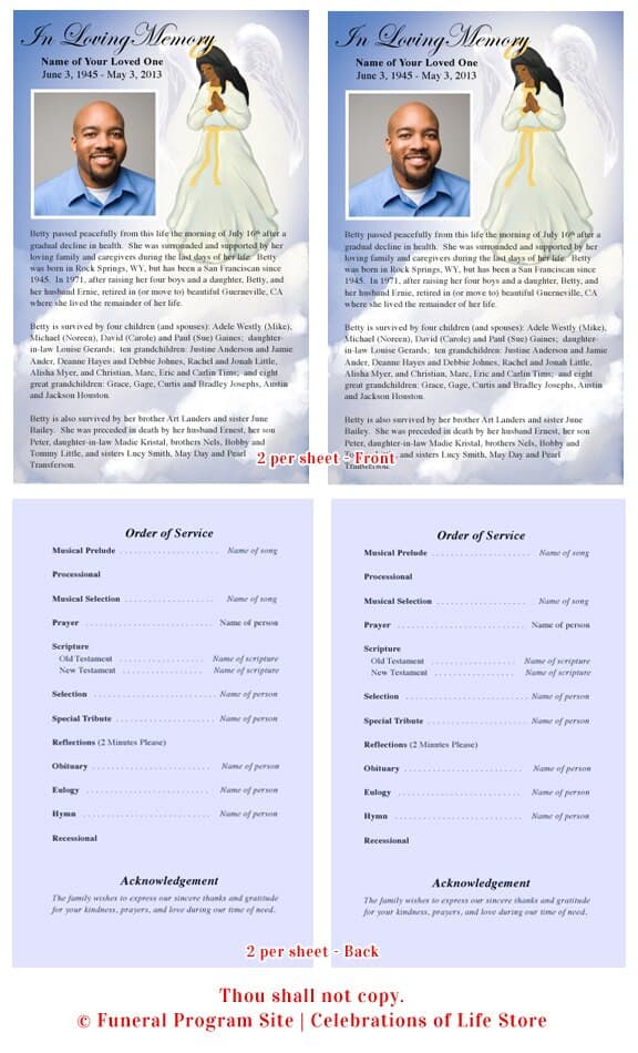 Angel Funeral Flyer Template - The Funeral Program Site