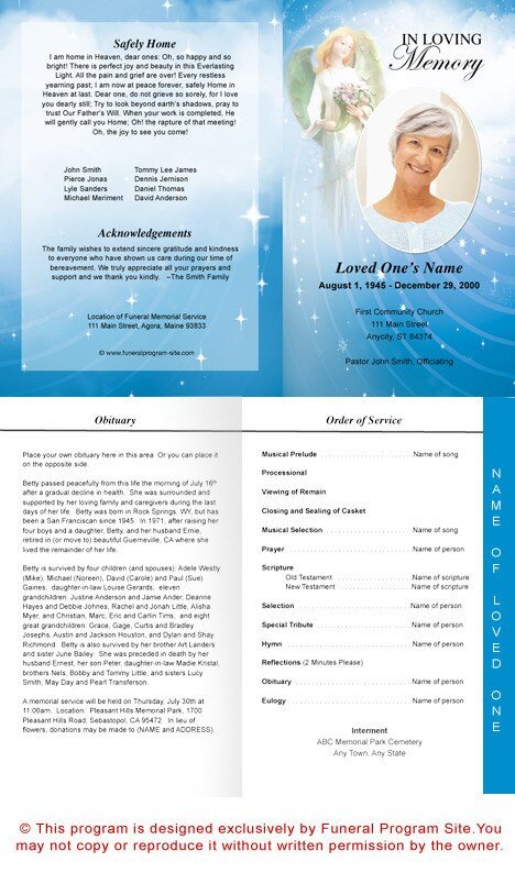 Angelica 4 - Sided Graduated Funeral Program Template - The Funeral Program Site