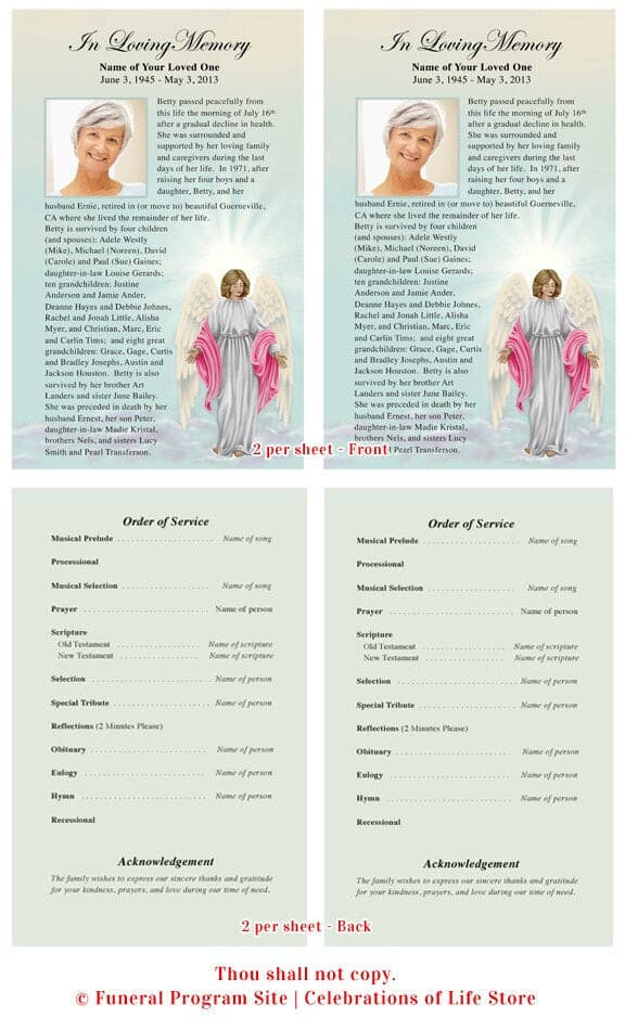 Angelina Funeral Flyer Template - The Funeral Program Site