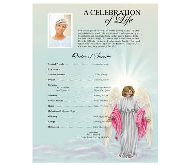 Angelina Funeral Flyer Template - The Funeral Program Site