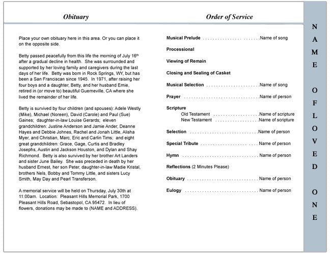 Angler 4 - Sided Graduated Funeral Program Template - The Funeral Program Site