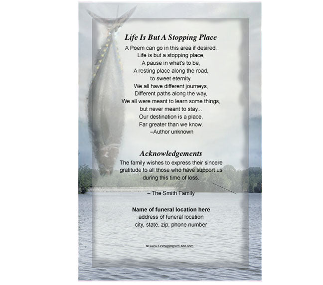 Angler 4 - Sided Graduated Funeral Program Template - The Funeral Program Site