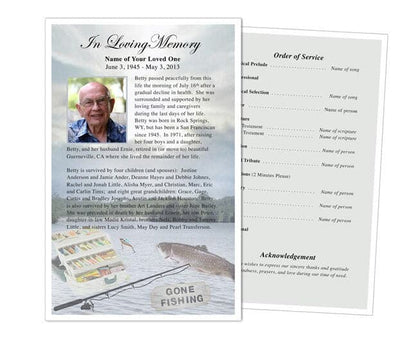 Angler Funeral Flyer Template - The Funeral Program Site