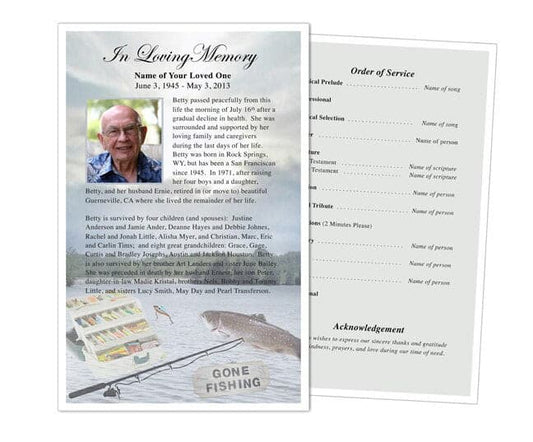 Angler Funeral Flyer Template - The Funeral Program Site