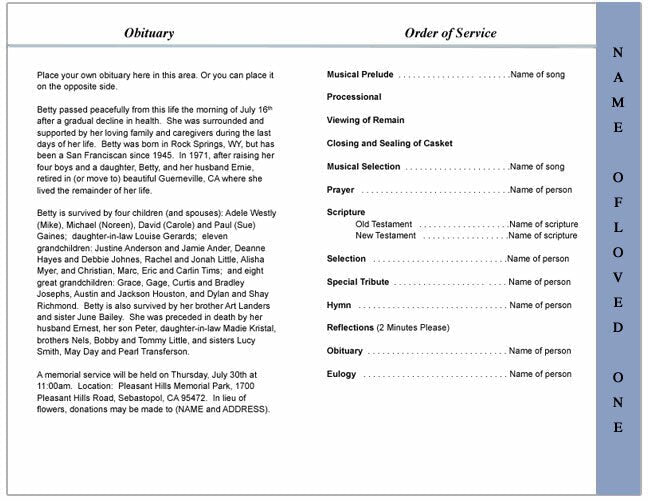 Army 4 - Sided Graduated Funeral Program Template - The Funeral Program Site