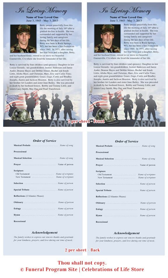 Army Funeral Flyer Template - The Funeral Program Site