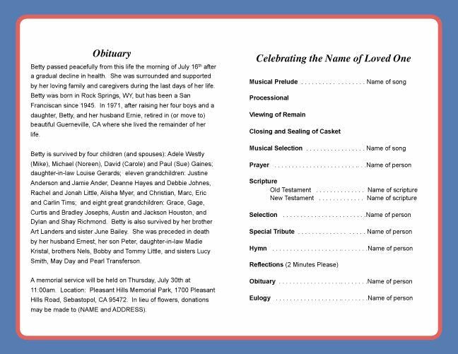 Army Funeral Program Template - The Funeral Program Site