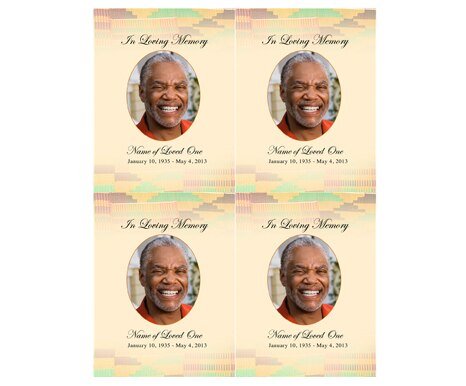 Ashanti Small Memorial Card Template - The Funeral Program Site