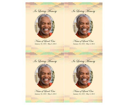 Ashanti Small Memorial Card Template - The Funeral Program Site