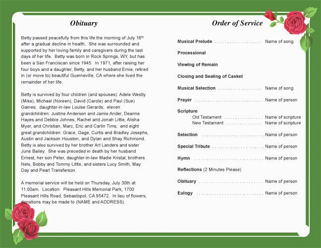 Austere Funeral Program Template - The Funeral Program Site