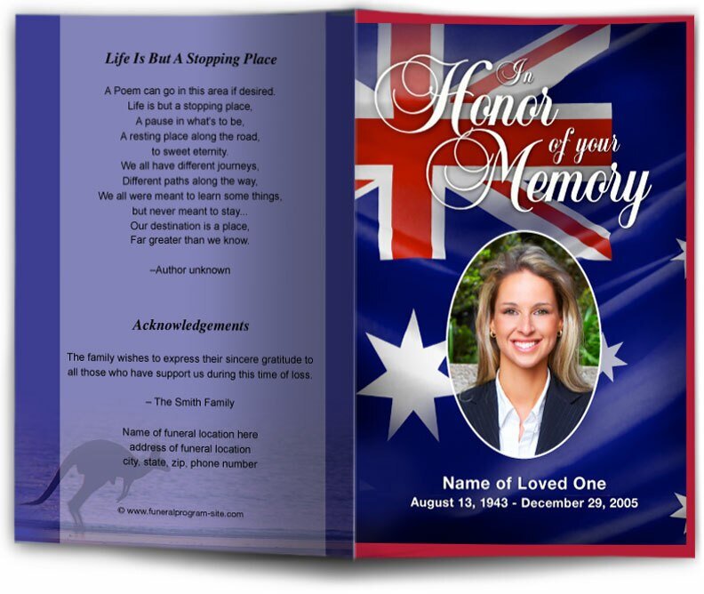 Australia Funeral Program Template - The Funeral Program Site