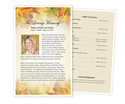 Autumn Funeral Flyer Template - The Funeral Program Site