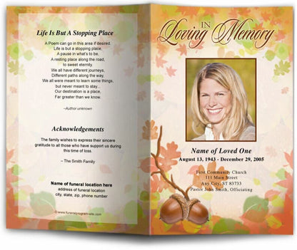 Autumn Funeral Program Template - The Funeral Program Site