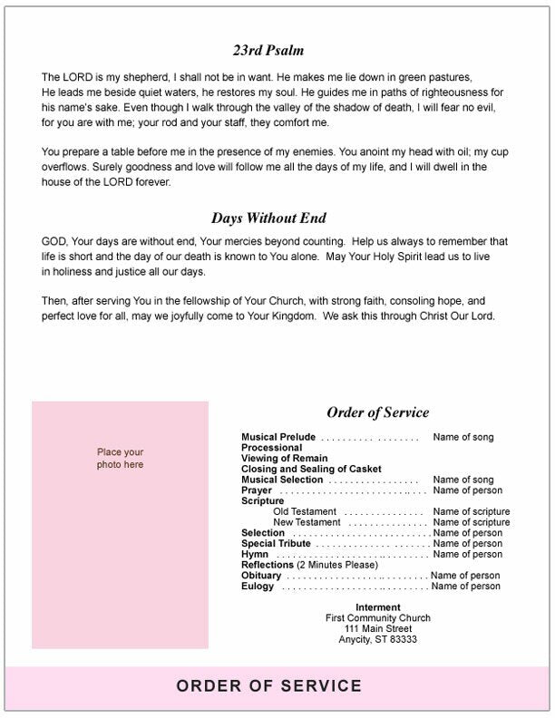 Awareness 8 - Sided Graduated Bottom Fold Template - The Funeral Program Site