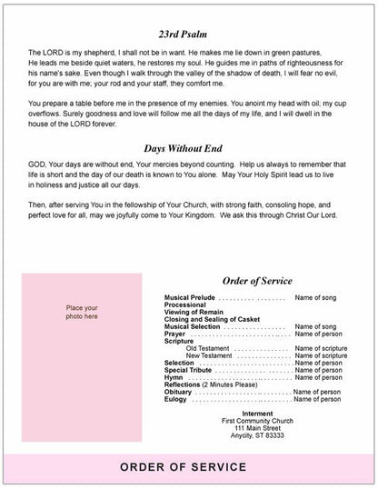 Awareness 8 - Sided Graduated Bottom Fold Template - The Funeral Program Site