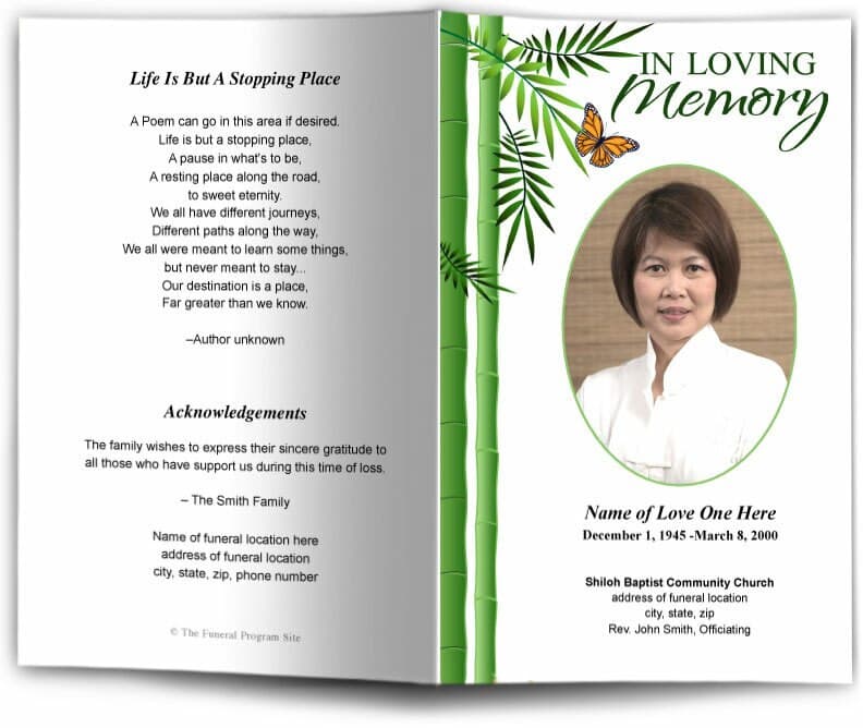 Bamboo Funeral Program Template - The Funeral Program Site