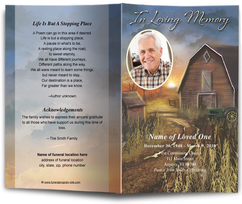 Barn Funeral Program Template - The Funeral Program Site