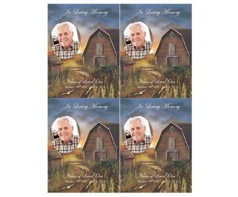 Barn Small Memorial Card Template - The Funeral Program Site